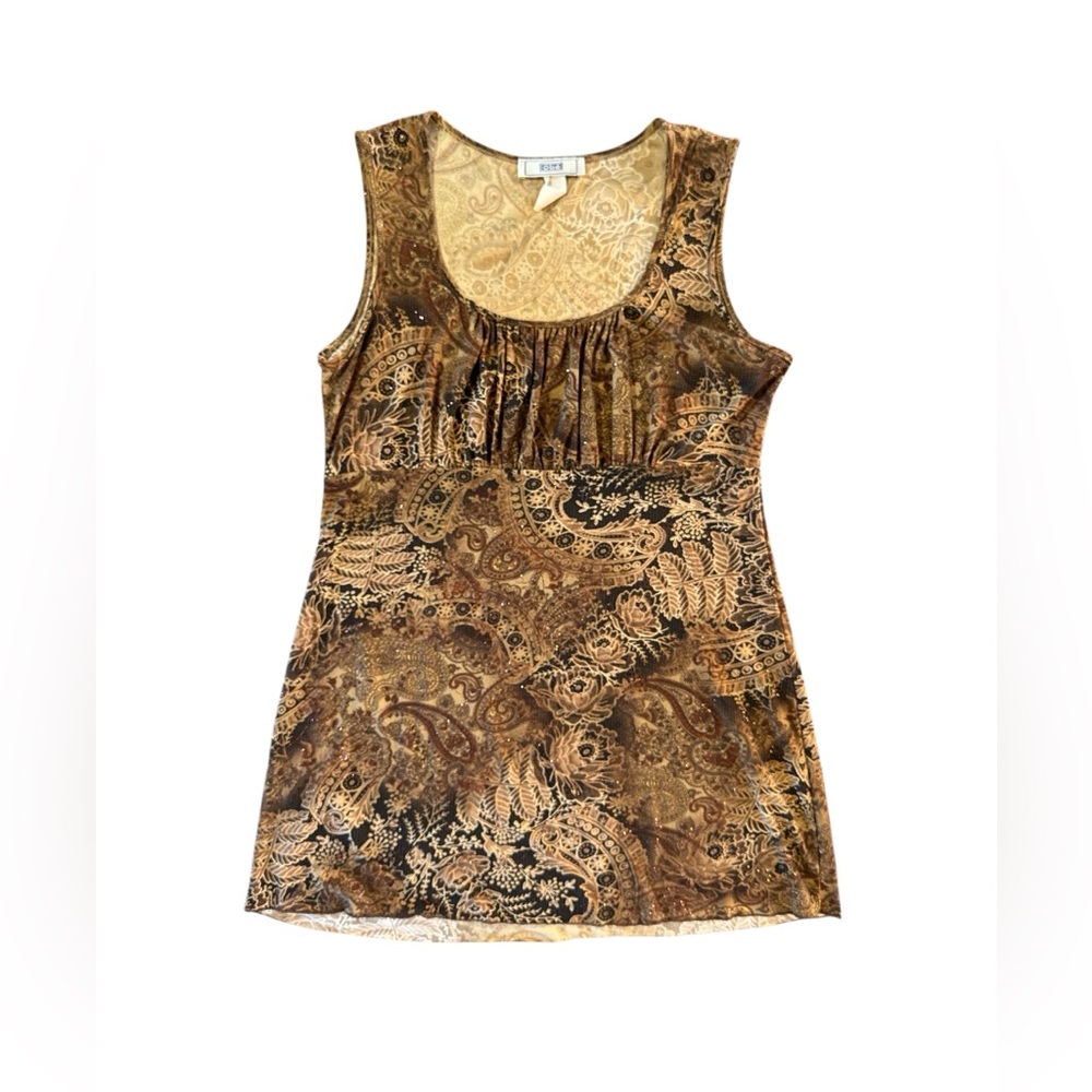 Obe Brown and Gold Paisley Top‎